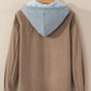 Cord Drawstring Button Up Hooded Shacket