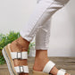 White Metallic Textured Wedge Platform Sandals