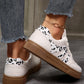 SHIPS FREE TODAY // White Suede Leopard Color Block Trim Lace Ups