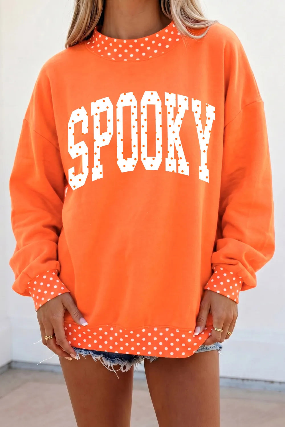 SHIPS FREE TODAY // Spooky Polka Dot Mock Neck Sweatshirt