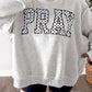 Mock Neck Embroidered Applique PRAY Sweatshirt