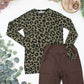 Blair Long Sleeve Top - Olive Animal Print