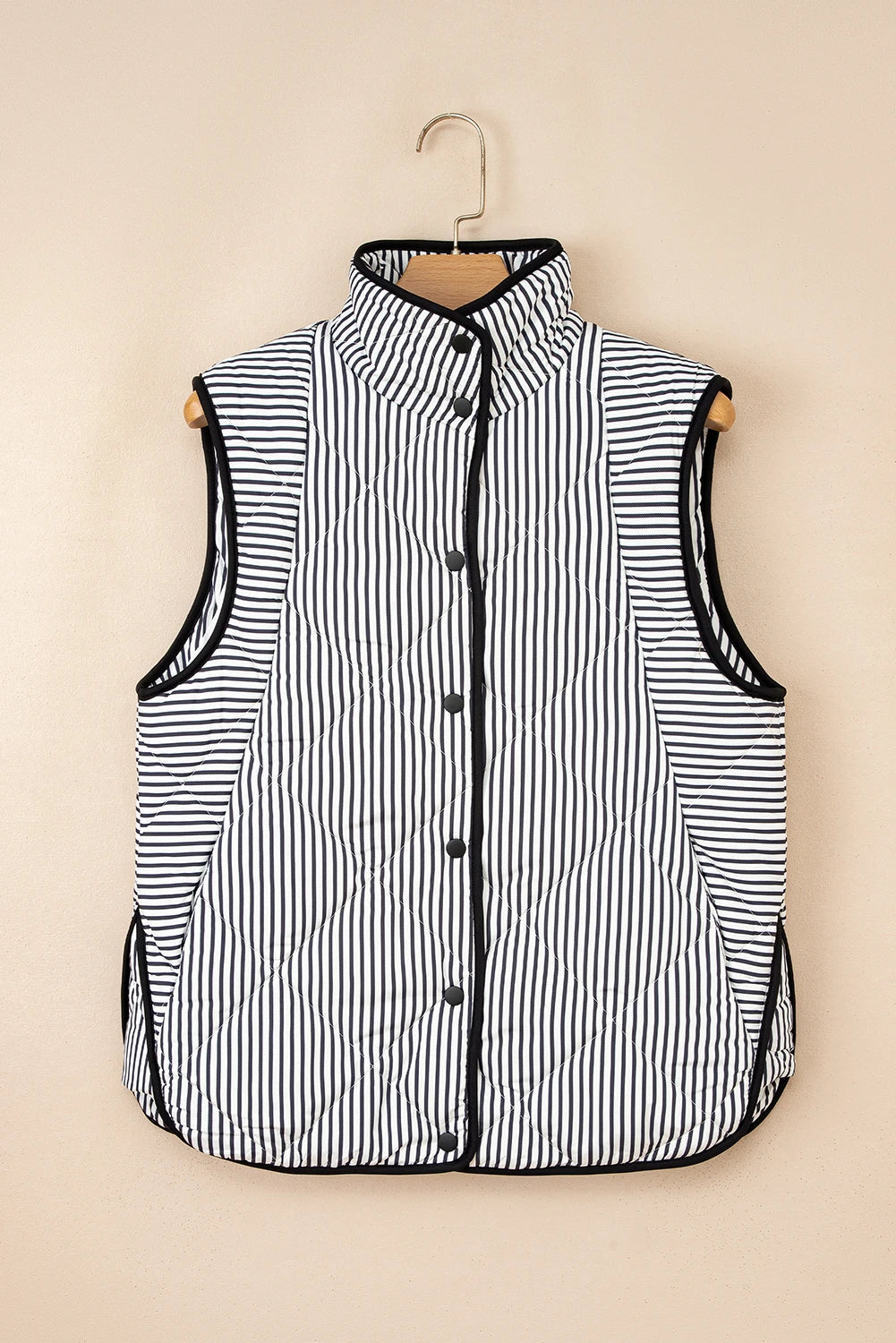 SHIPS FREE TODAY // Black and White Striped Puffer Vests