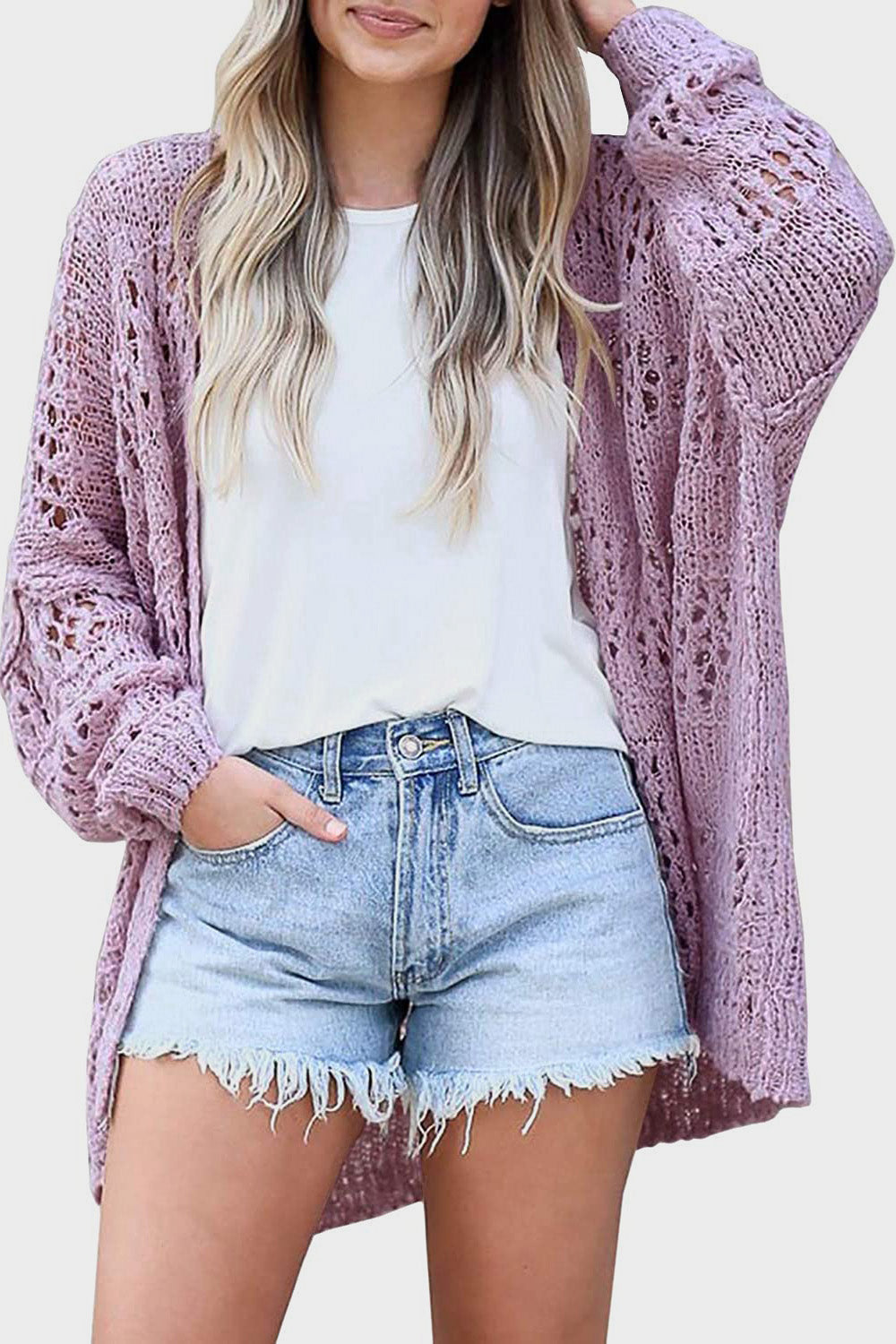Openwork Long Sleeve Cardigan