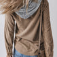 Cord Drawstring Button Up Hooded Shacket