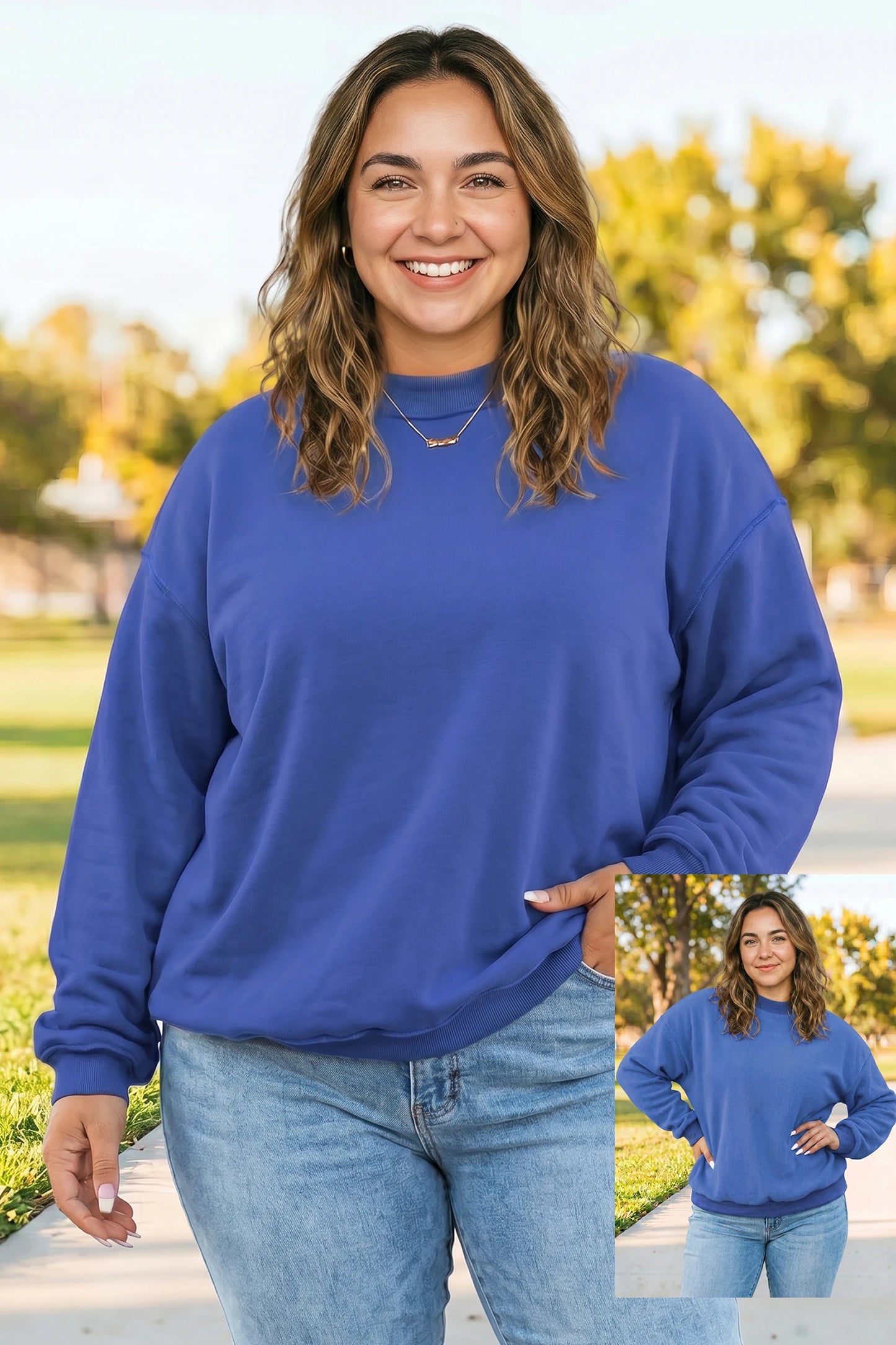 PLUS Oversize Drop Shoulder Reversible Mock Neck Sweatshirt - MANY COLORS