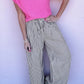 Black Stripe Wide Leg Casual Pants