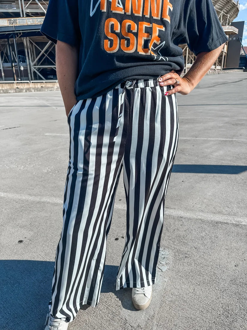 PREORDER: Black and White Striped Wide Leg Pants // ships in 1-2 weeks