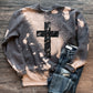 PREORDER: Distressed Cross Bleached Sweatshirt //free ship today // CLOSES 8/28/26