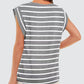 Striped Round Neck Cap Sleeve Top