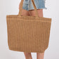 Camel Straw Open Beach Tote