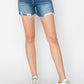 High Rise Raw Hem Distressed Denim Shorts - Risen