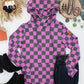 Ashley Hoodie - Black and Purple Checkers