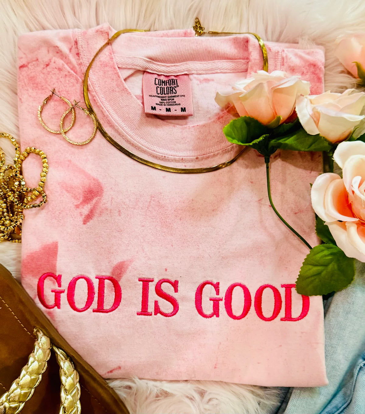 PREORDER // Clay God Is Good Embroidered Tee // ships in about 1-2 weeks