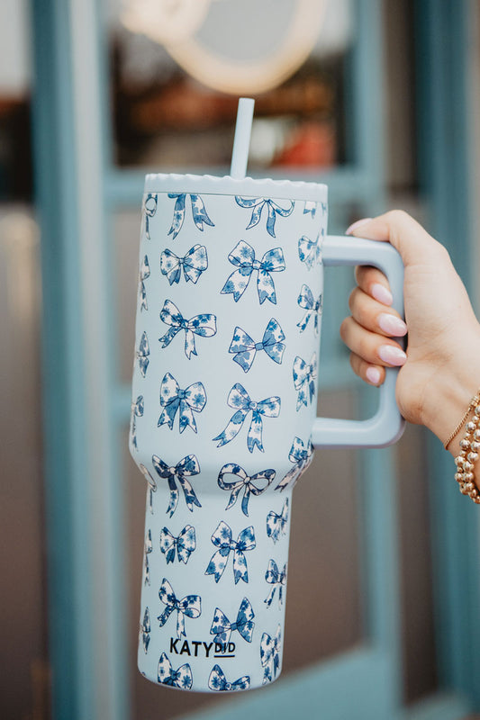 FLASH DEAL // Chinoiserie Coquette Bows Drink Tumbler // SHIPS IN 1-2 WEEKS
