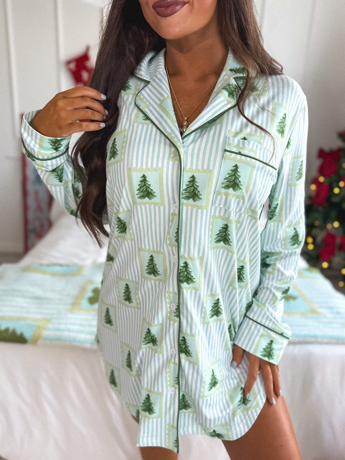 PREORDER: Long Sleeve Sleep Dress in O Christmas Tree // eta early December
