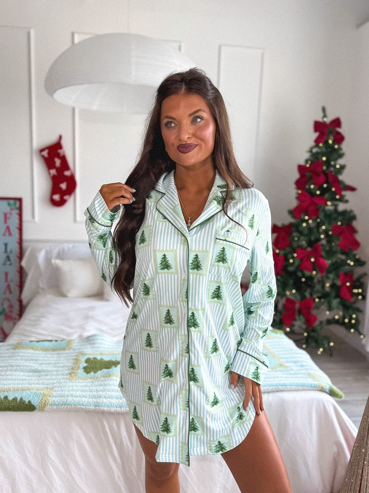 PREORDER: Long Sleeve Sleep Dress in O Christmas Tree // eta early December