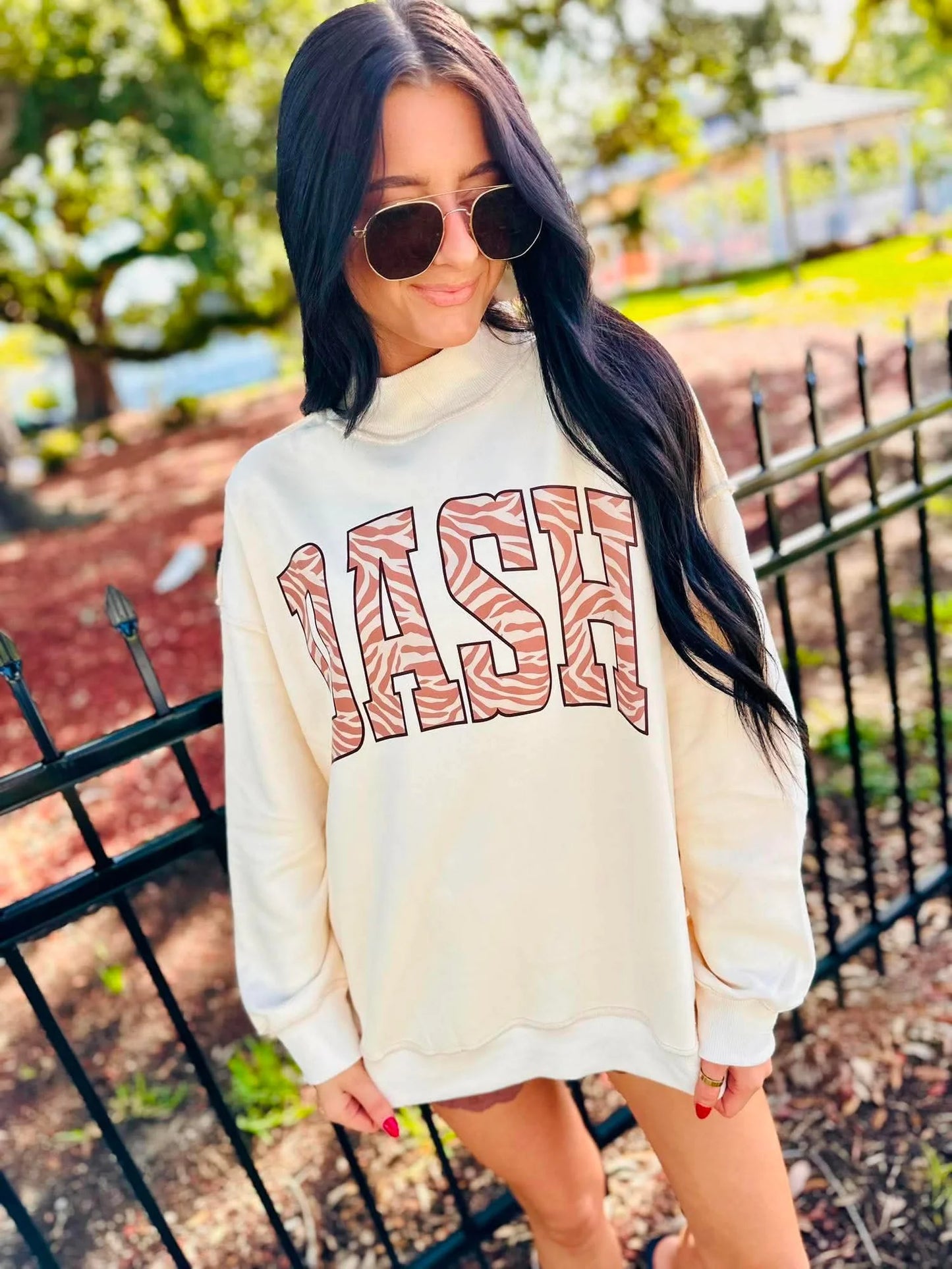 PREORDER: Mock Neck Zebra Print CUSTOM Graphic Sweatshirt //ships in 3-4 weeks