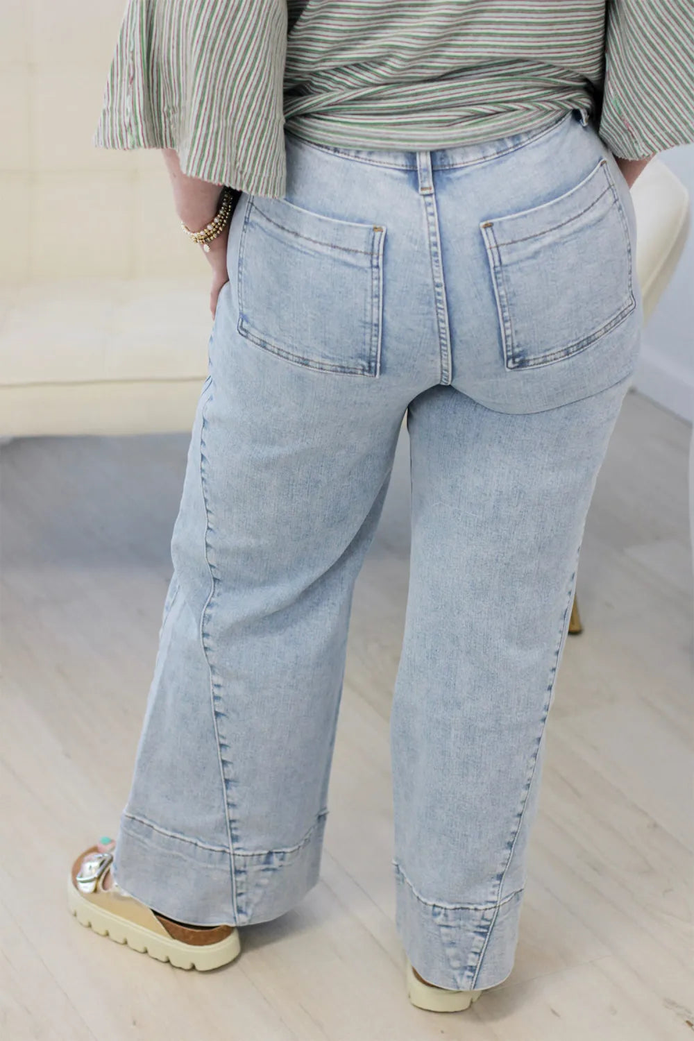 SHIPS FREE TODAY // Beau Blue Solid Paneling Loose Fit Plus Size Jeans