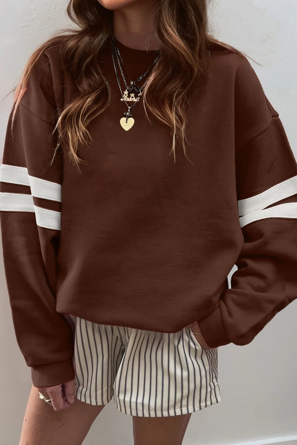 Varsity Striped Detail Drop Shoulder Oversized Sweatshirt //MANY COLORS