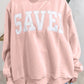 PREORDER: // Saved by Grace Embroidered Mock Neck Sweatshirt in Pink // ETA Sept-Oct