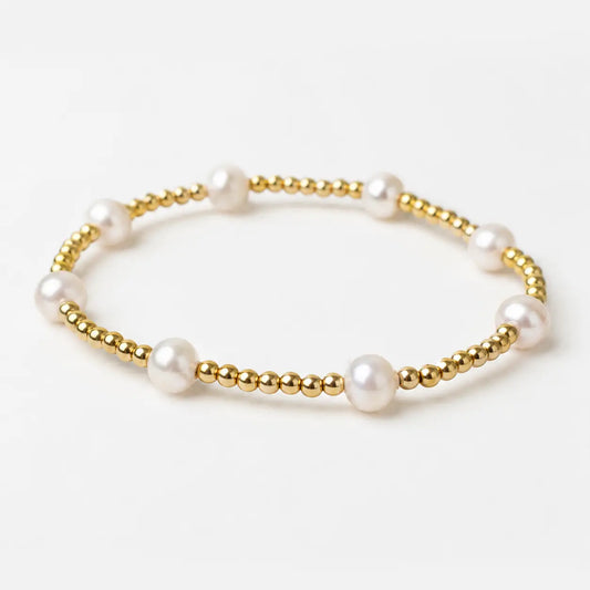 PREORDER: Golden Grace Bead and Pearl Bracelet