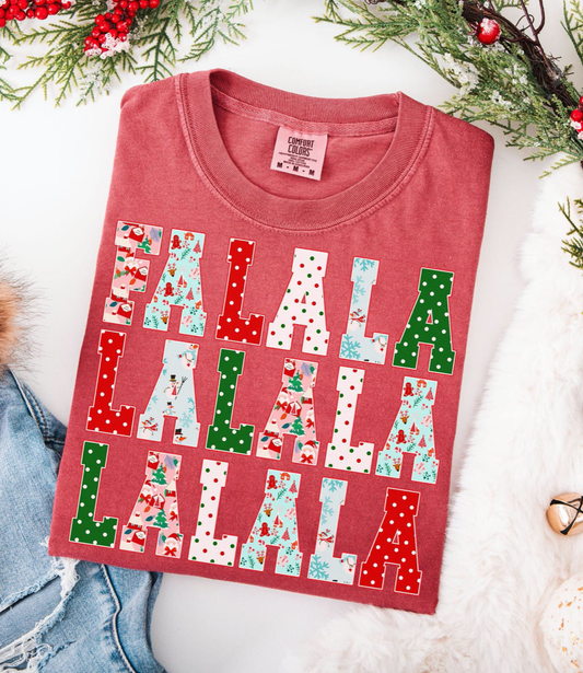 Holiday Falalalala Design (Red) on Comfort Colors