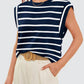 Striped Round Neck Cap Sleeve Top