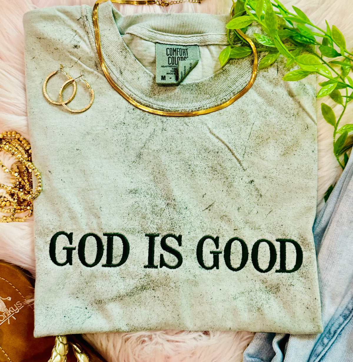 PREORDER // Fern God Is Good Embroidered Tee // ships in about 1-2 weeks