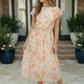 Watercolor Floral Flutter Sleeve Midi Dress