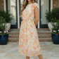 Watercolor Floral Flutter Sleeve Midi Dress