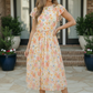 Watercolor Floral Flutter Sleeve Midi Dress
