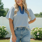 Breezy Stripe Flutter Sleeve Top
