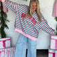 PREORDER: HoHoHo & Red Striped Merry Oversized Pullover // ETA Oct - early Nov