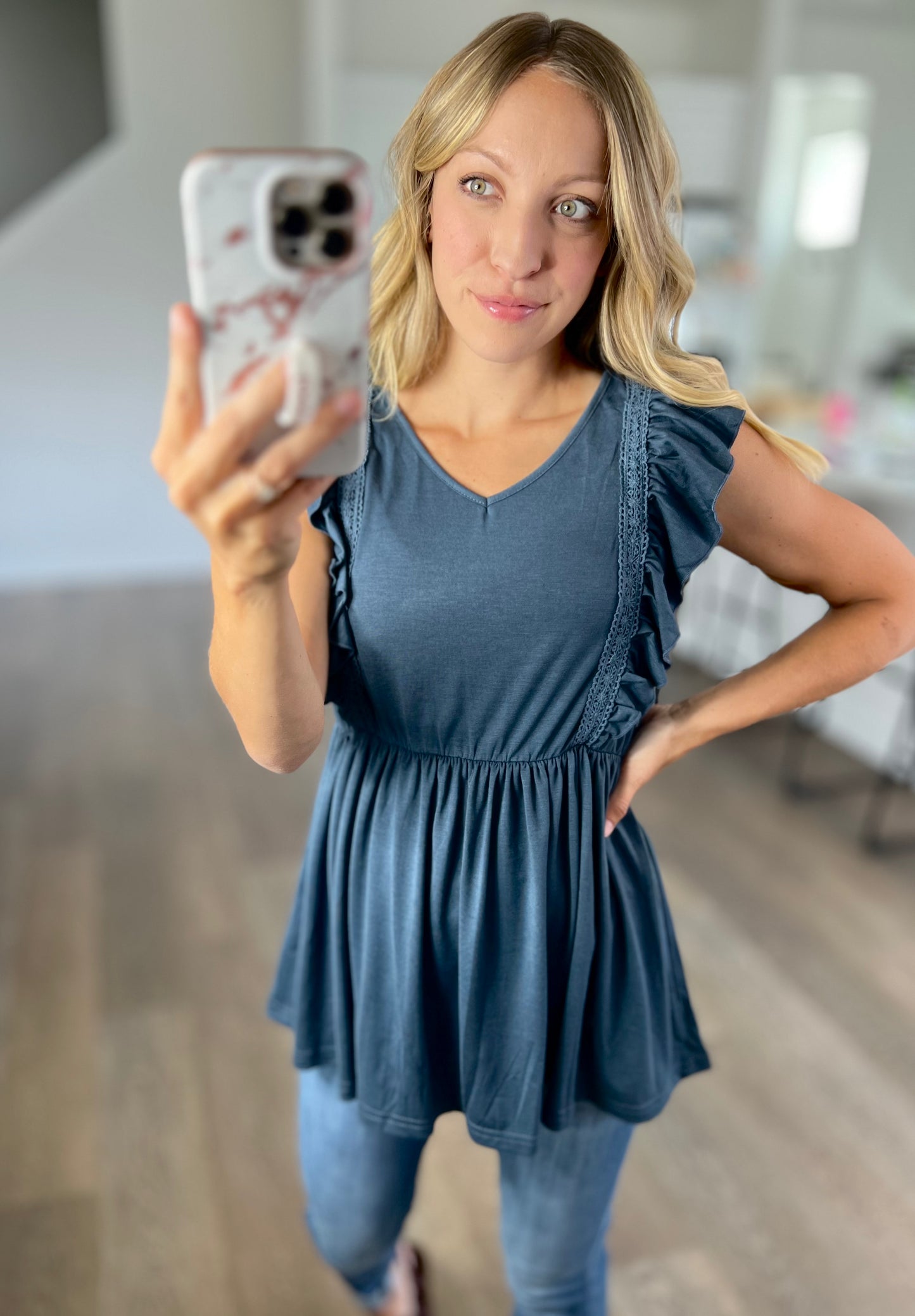 Before Now Ruffled Babydoll Top