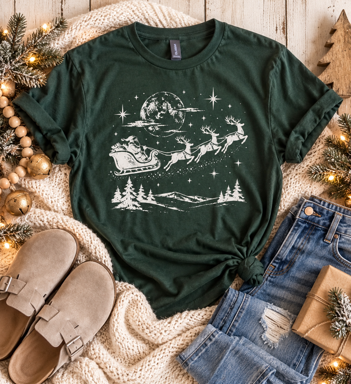 Flash Deal // Preorder: Vintage Santa Reindeer Scene Tee // Deal Ends Tonight! — image img2