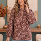 Cozy Blooms Floral Tie Neck Blouse