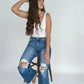 PREORDER: Signature Dark Wash Distressed Jeans // eta October