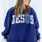 PREORDER: // Jesus Mixed Pattern Applique Mock Neck Sweatshirt // ETA October