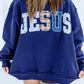 PREORDER: // Jesus Mixed Pattern Applique Mock Neck Sweatshirt // ETA October