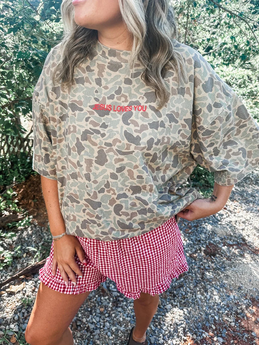 Jesus Loves You Camo Tee // ships in about a week
