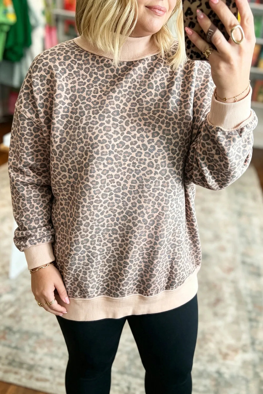 PREORDER: // Leopard Print Mock Neck Sweatshirt // ETA October