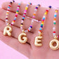 LIMITED RELEASE: Waterproof - Colorful Beaded Initial Bubble Necklace // ships 2-3 weeks