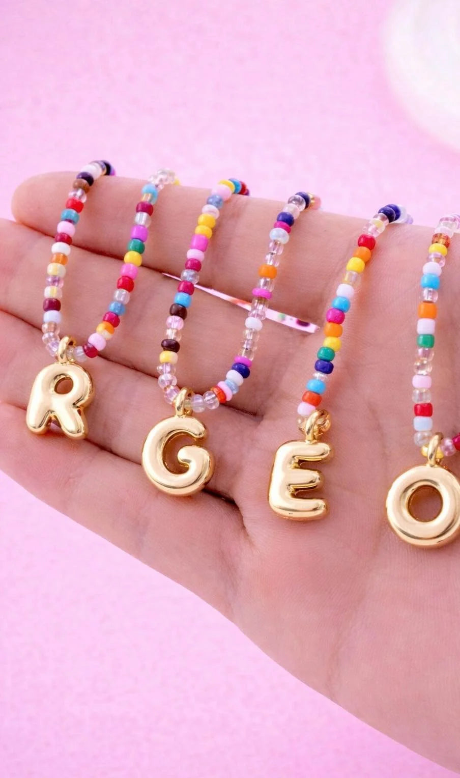 LIMITED RELEASE: Waterproof - Colorful Beaded Initial Bubble Necklace // ships 2-3 weeks