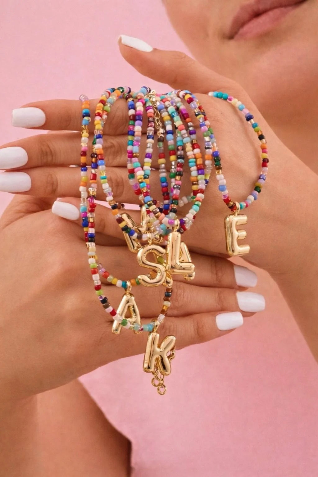 LIMITED RELEASE: Waterproof - Colorful Beaded Initial Bubble Necklace // ships 2-3 weeks