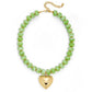 SHIPS FAST // Beaded Necklaces - Multiple Colors with Gold Heart // ships in about a week