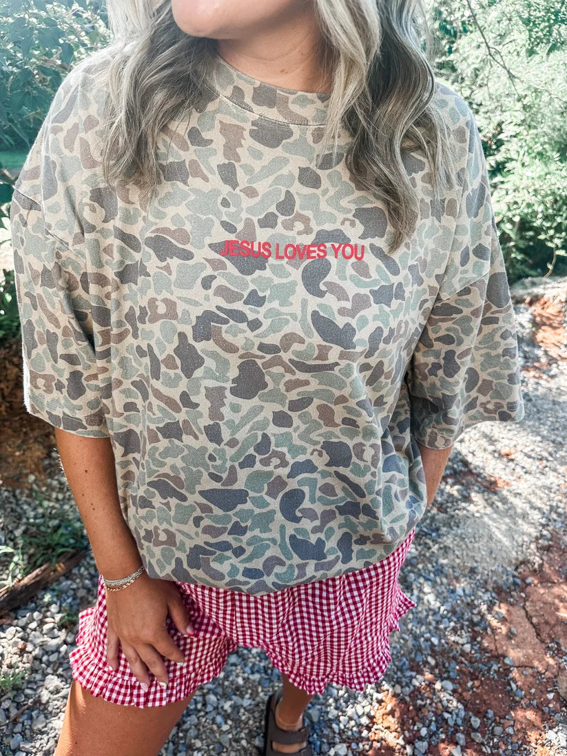 Jesus Loves You Camo Tee // ships in about a week