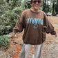 PREORDER: MAMA smiley blue puff- brown sweatshirt // ships in 1-2 weeks