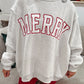 Gray MERRY Embroidered Letter High Neck Tunic Pullover Sweatshirt