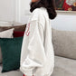Gray MERRY Embroidered Letter High Neck Tunic Pullover Sweatshirt